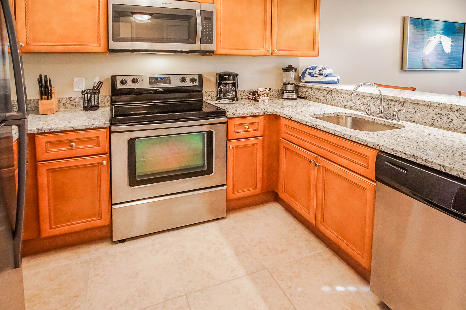 A spacious kitchen area at VRI's Fantasy World Resort in Florida.